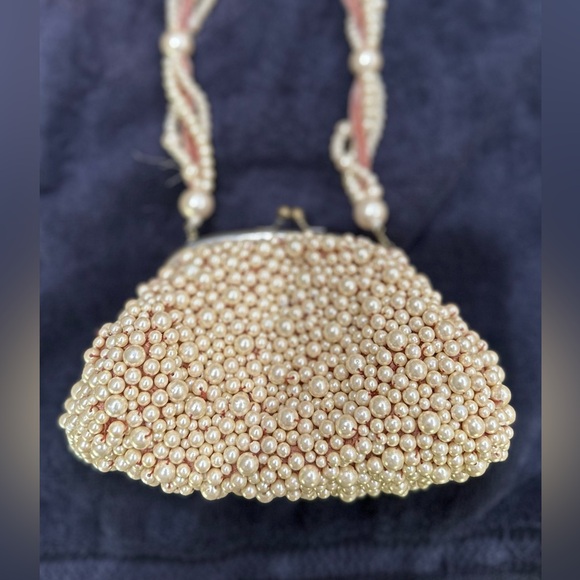 Vintage Collectible Wayne M Kleski White Pearl Beaded Wedding Bag Purse-FRAGILE - Picture 9 of 9